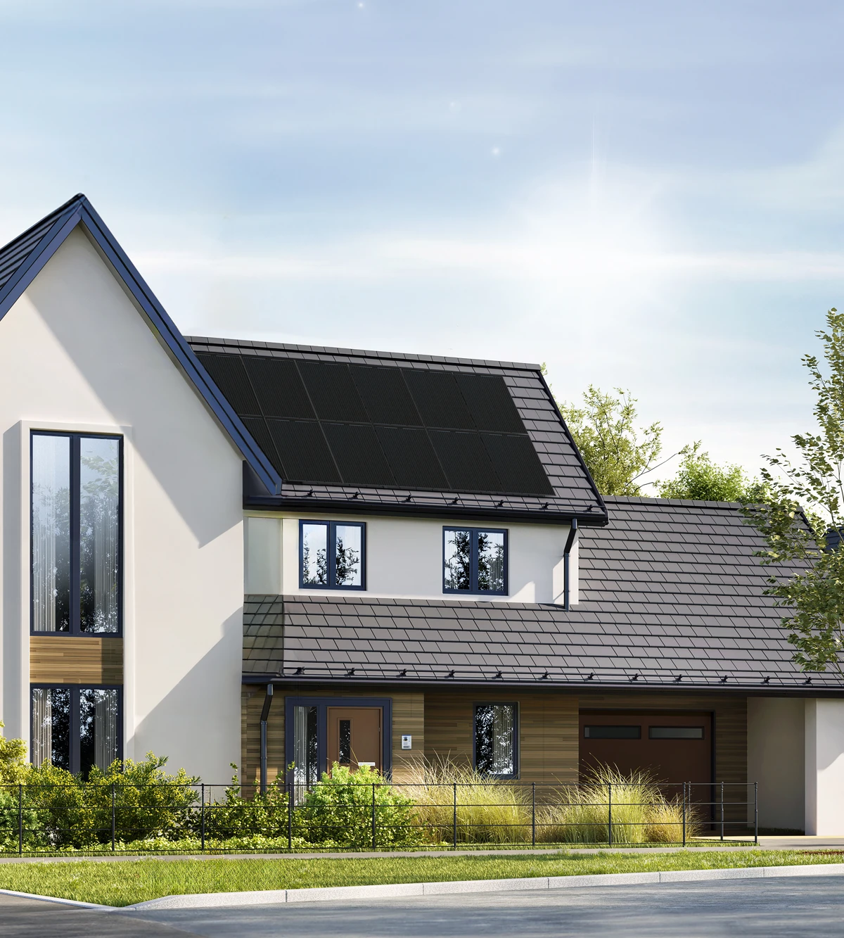 maison avec panneaux photovoltaiques sur le toit